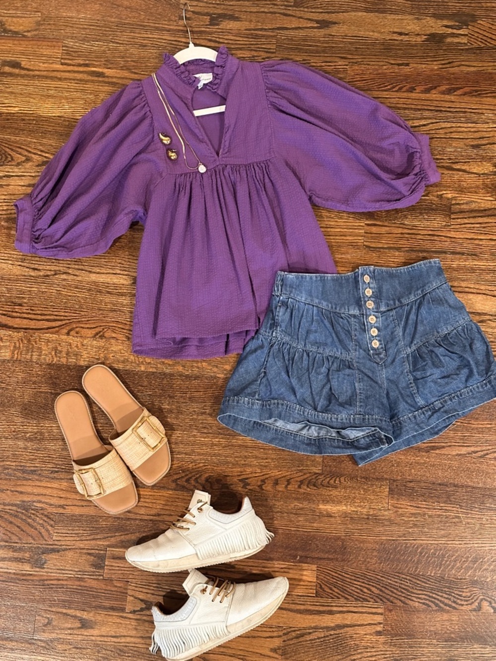 Purple Never A Wallflower Blouse with Puff Sleeves